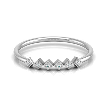 Geometric Diamond Band Ring For Women's Modern Square-Set Round Diamond Ring In 14K Solid Gold