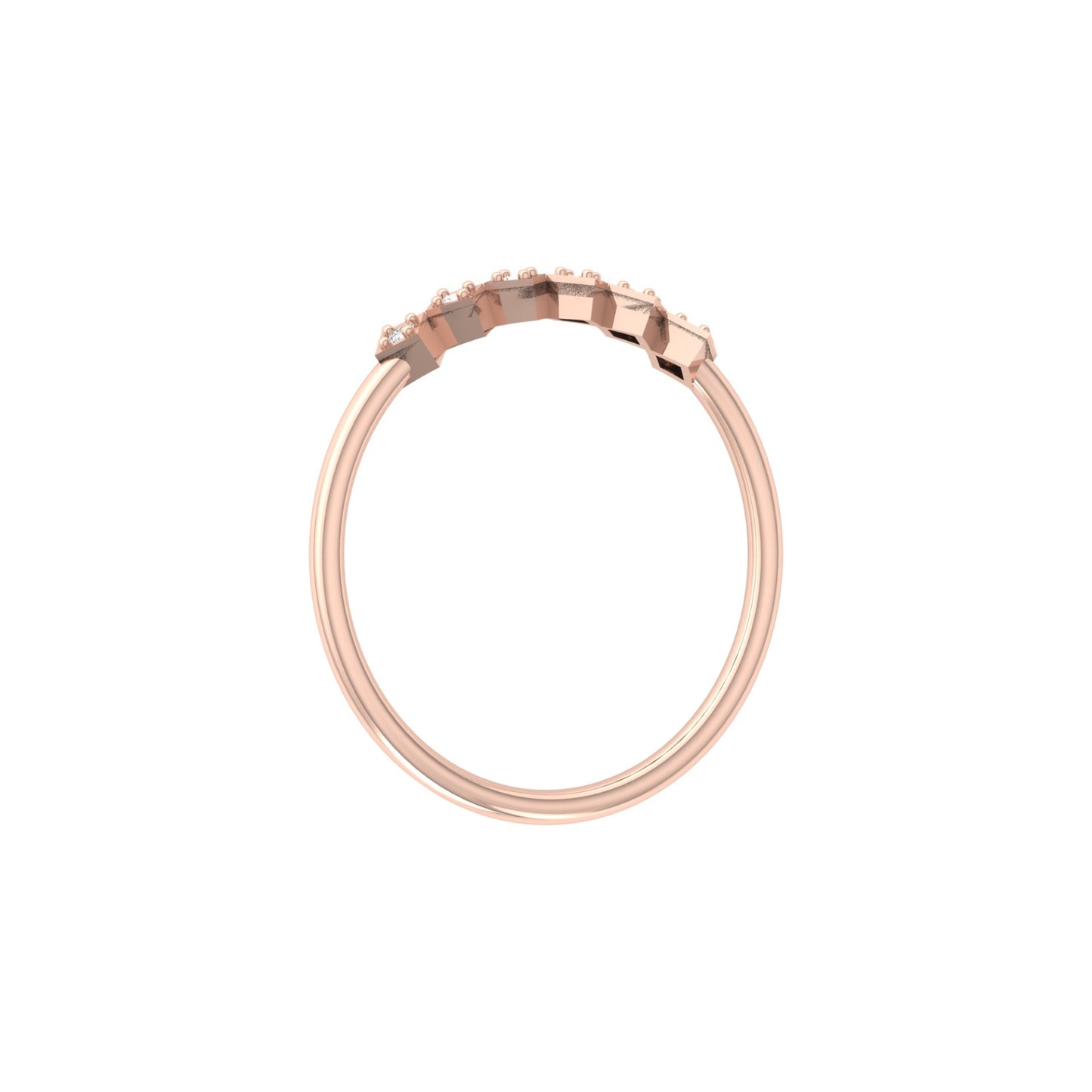 Geometric Diamond Band Ring For Women's Modern Square-Set Round Diamond Ring In 14K Solid Gold