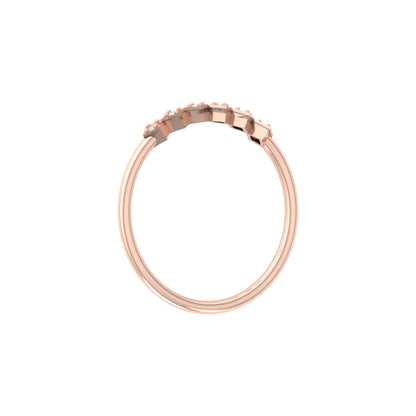 Geometric Diamond Band Ring For Women's Modern Square-Set Round Diamond Ring In 14K Solid Gold