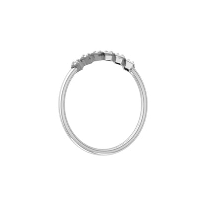 Geometric Diamond Band Ring For Women's Modern Square-Set Round Diamond Ring In 14K Solid Gold