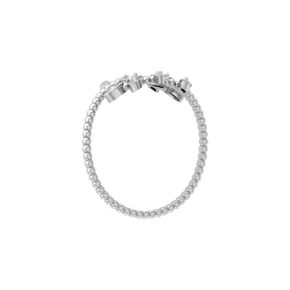 Olive Leaf Wrap Diamond Ring For Women's Beaded Band Nature-Inspired Ring In 14K Solid Gold