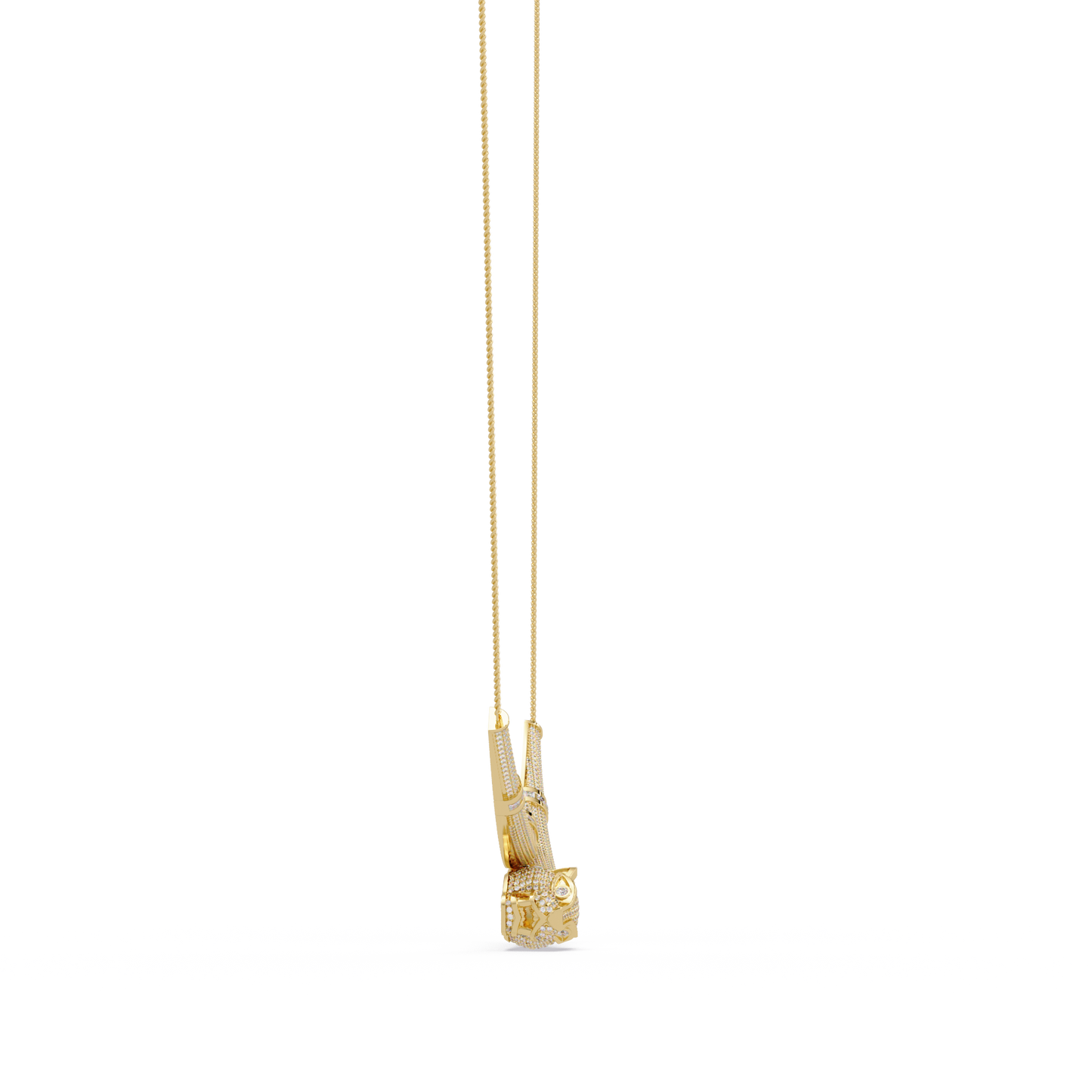 Signature 14K Gold Lab Grown Diamond Panther Necklace pendant - HIGHCARAT DIAMONDS