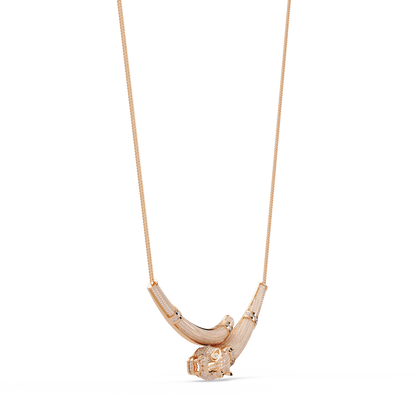 Signature 14K Gold Lab Grown Diamond Panther Necklace pendant - HIGHCARAT DIAMONDS