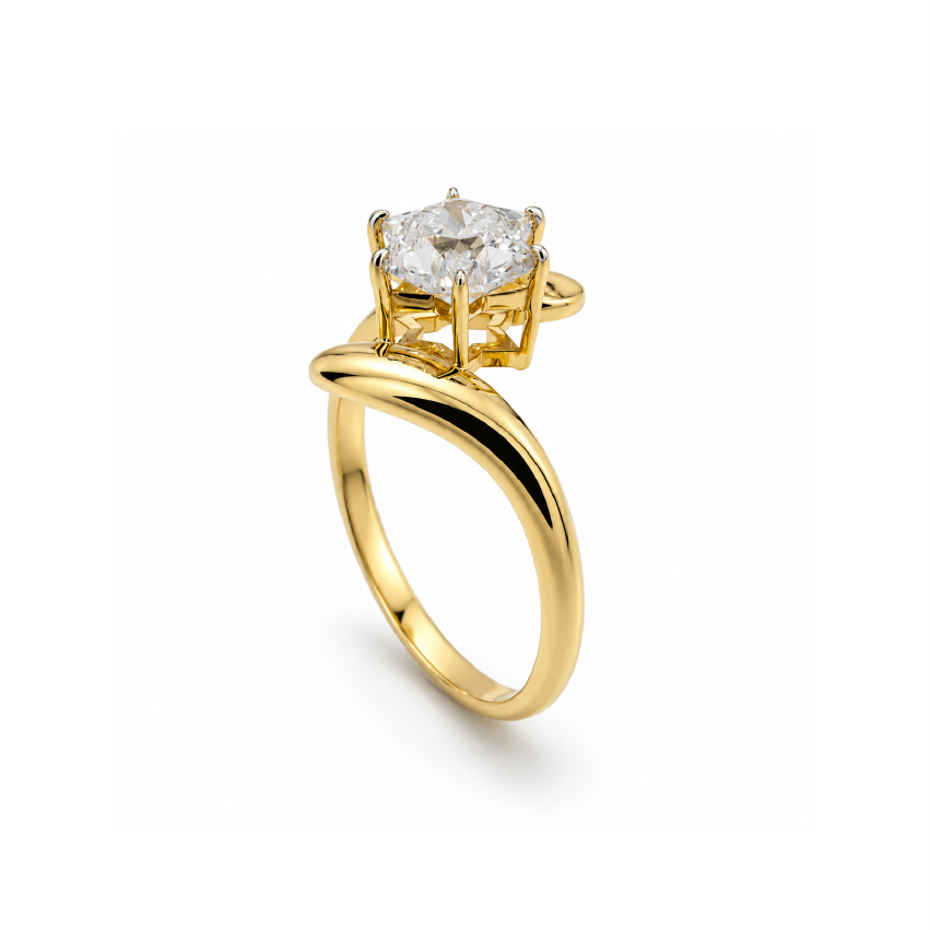 Six Point Star Cut David Lab Grown Diamond Solitaire Engagement Ring - HIGHCARAT DIAMONDS