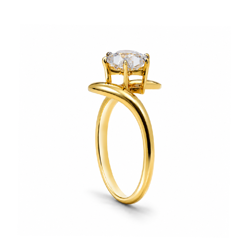 Six Point Star Cut David Lab Grown Diamond Solitaire Engagement Ring - HIGHCARAT DIAMONDS