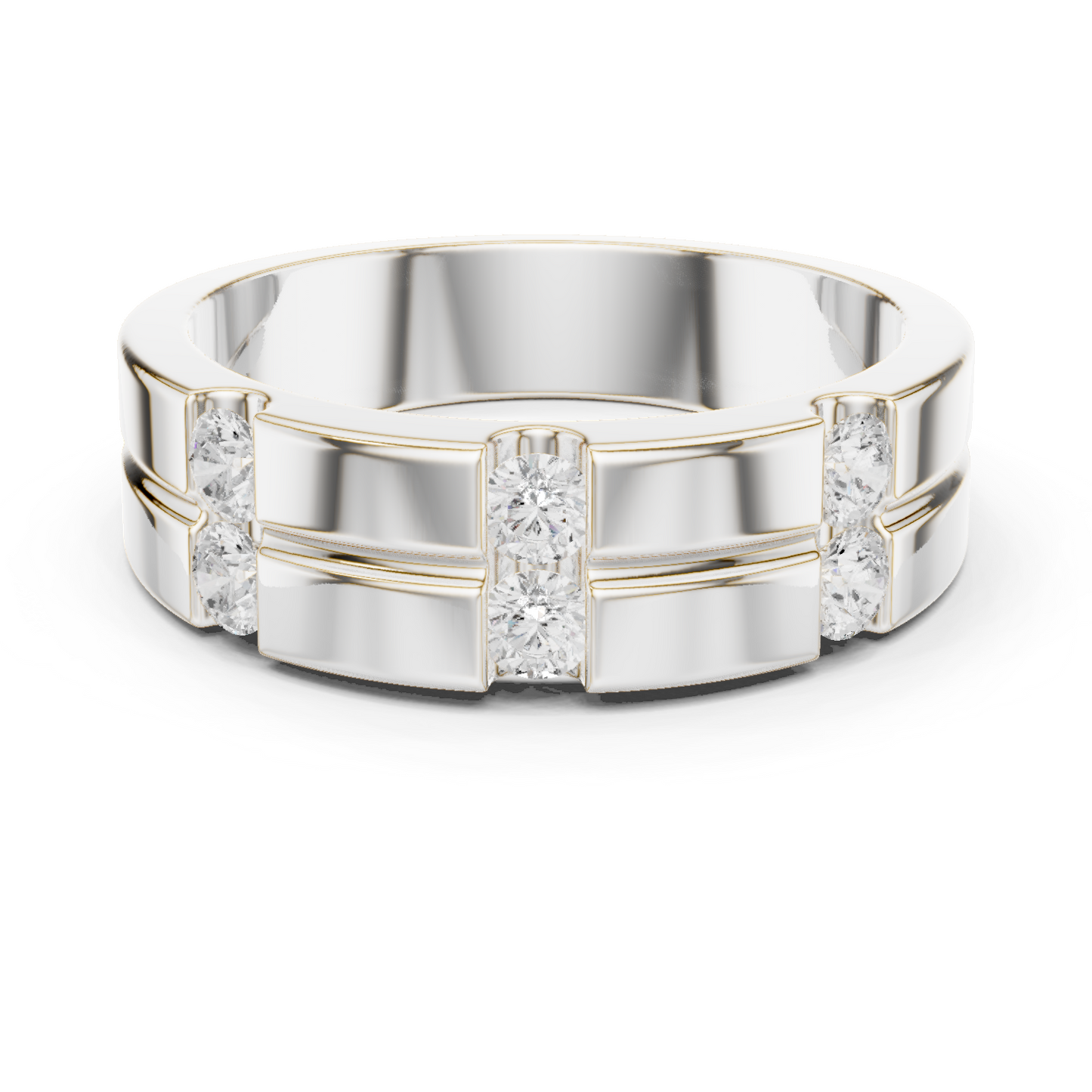 6 Stone Round Shapes Natural & Lab Grown Diamond 14k Solid Rose Gold Antique Style Men Diamond Ring - HIGHCARAT DIAMONDS
