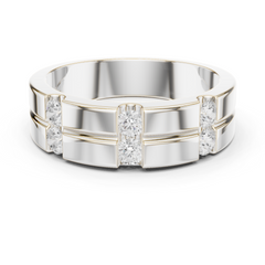 6 Stone Round Shapes Natural & Lab Grown Diamond 14k Solid Rose Gold Antique Style Men Diamond Ring - HIGHCARAT DIAMONDS