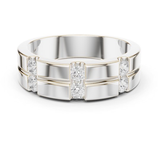 6 Stone Round Shapes Natural & Lab Grown Diamond 14k Solid Rose Gold Antique Style Men Diamond Ring - HIGHCARAT DIAMONDS