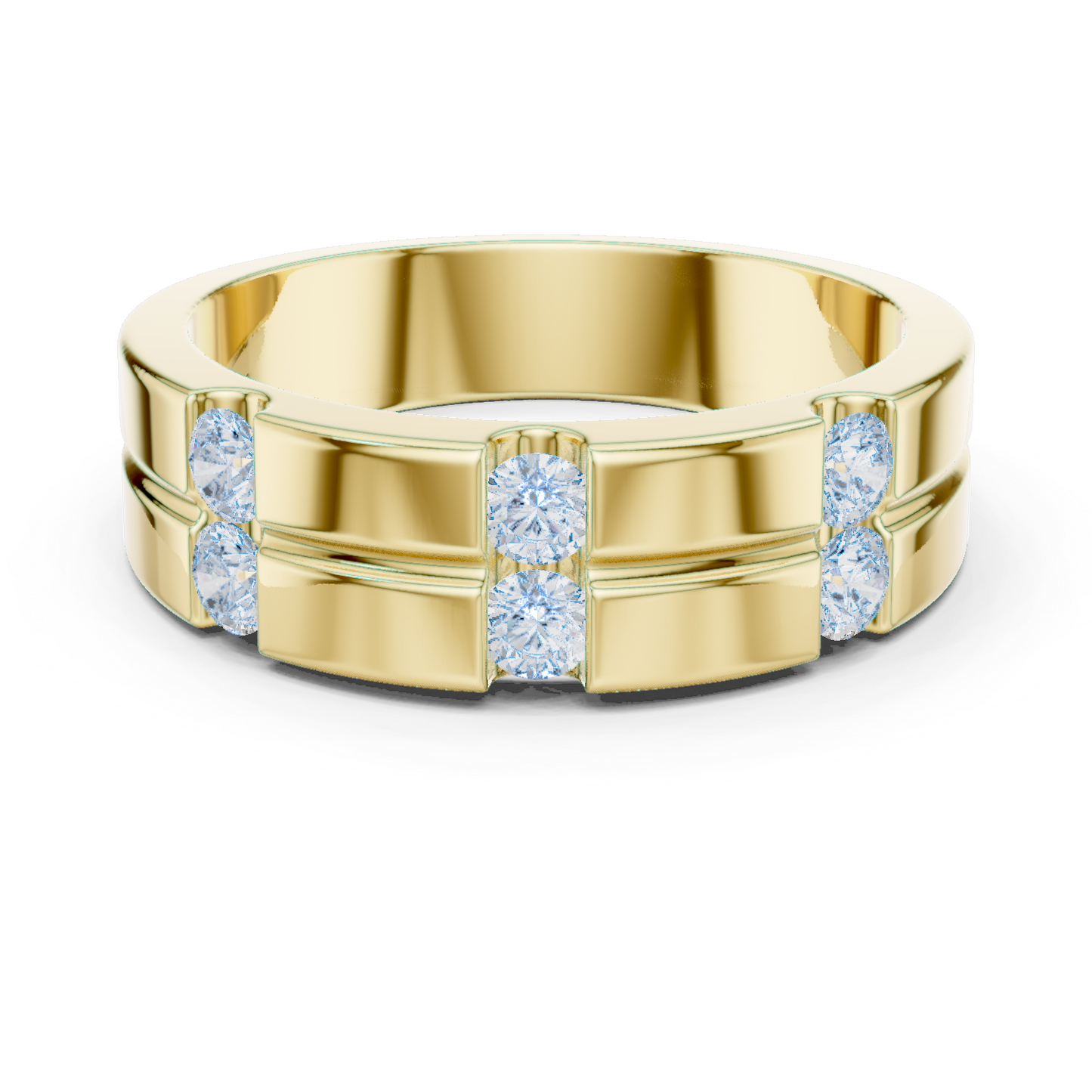6 Stone Round Shapes Natural & Lab Grown Diamond 14k Solid Rose Gold Antique Style Men Diamond Ring - HIGHCARAT DIAMONDS