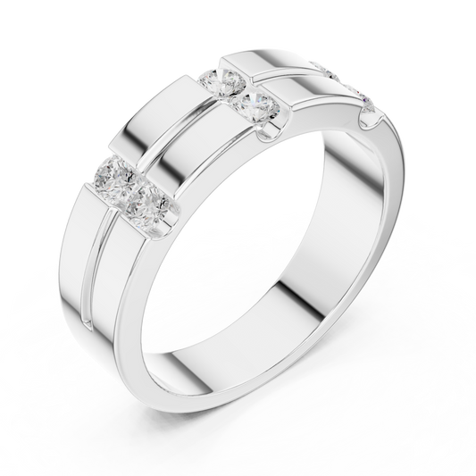 6 Stone Round Shapes Natural & Lab Grown Diamond 14k Solid Rose Gold Antique Style Men Diamond Ring - HIGHCARAT DIAMONDS