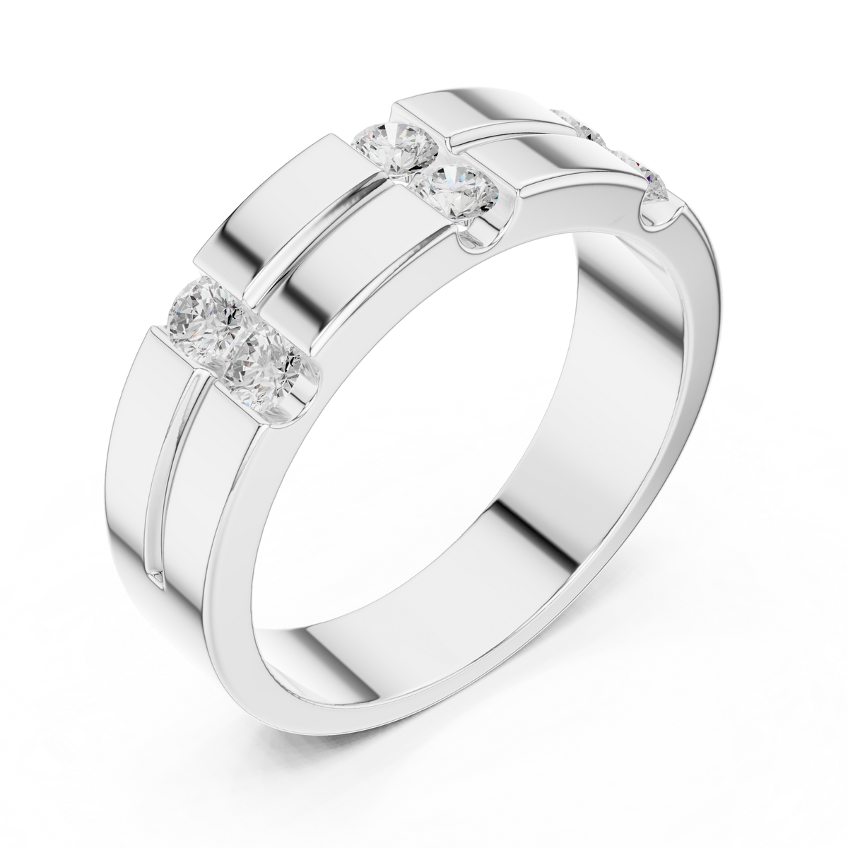 6 Stone Round Shapes Natural & Lab Grown Diamond 14k Solid Rose Gold Antique Style Men Diamond Ring - HIGHCARAT DIAMONDS