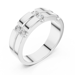 6 Stone Round Shapes Natural & Lab Grown Diamond 14k Solid Rose Gold Antique Style Men Diamond Ring - HIGHCARAT DIAMONDS