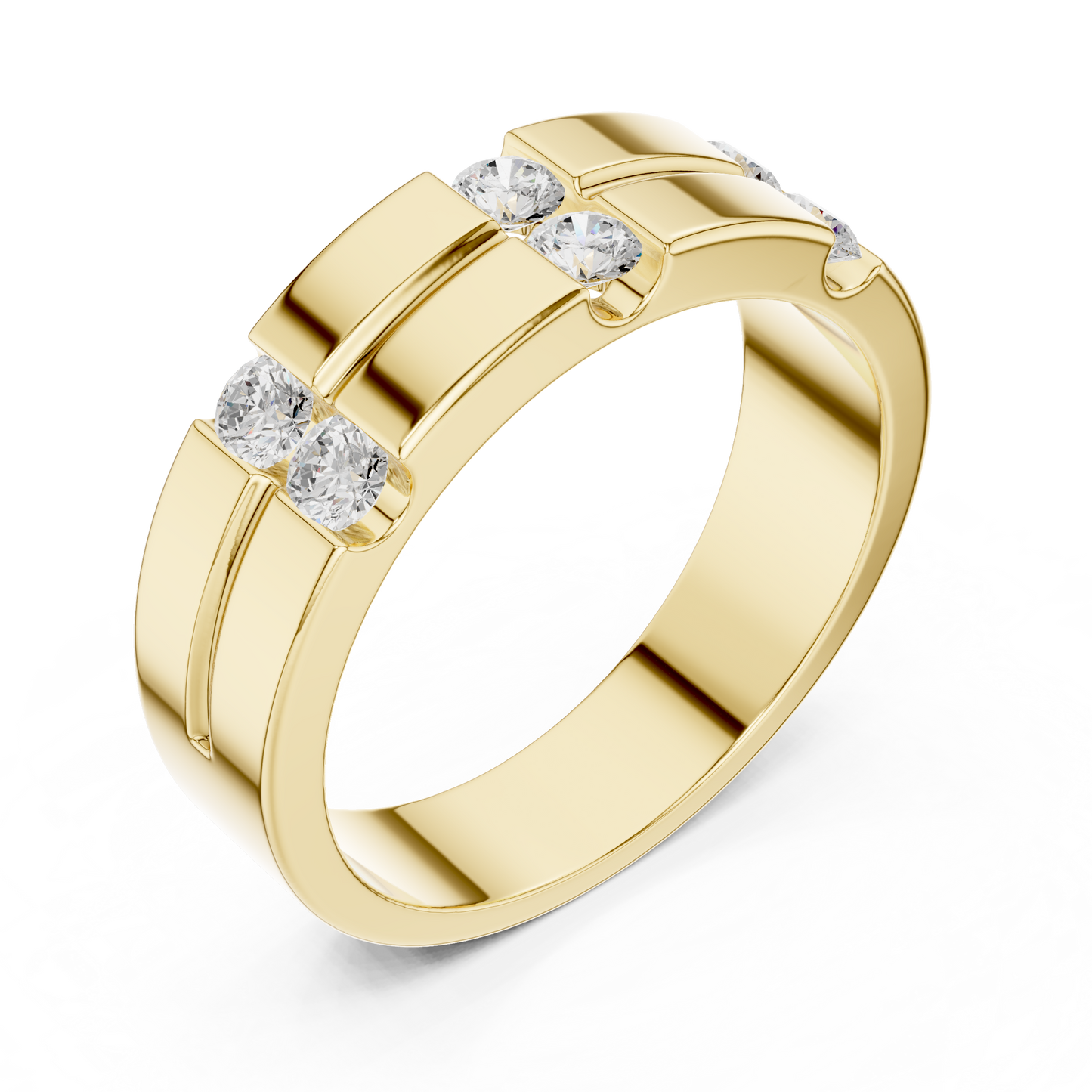 6 Stone Round Shapes Natural & Lab Grown Diamond 14k Solid Rose Gold Antique Style Men Diamond Ring - HIGHCARAT DIAMONDS