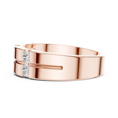 6 Stone Round Shapes Natural & Lab Grown Diamond 14k Solid Rose Gold Antique Style Men Diamond Ring - HIGHCARAT DIAMONDS
