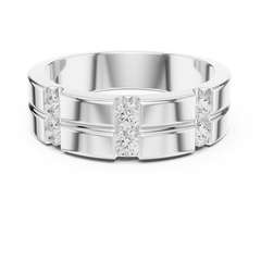 6 Stone Round Shapes Natural & Lab Grown Diamond 14k Solid Rose Gold Antique Style Men Diamond Ring - HIGHCARAT DIAMONDS