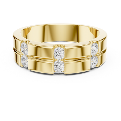 6 Stone Round Shapes Natural & Lab Grown Diamond 14k Solid Rose Gold Antique Style Men Diamond Ring - HIGHCARAT DIAMONDS