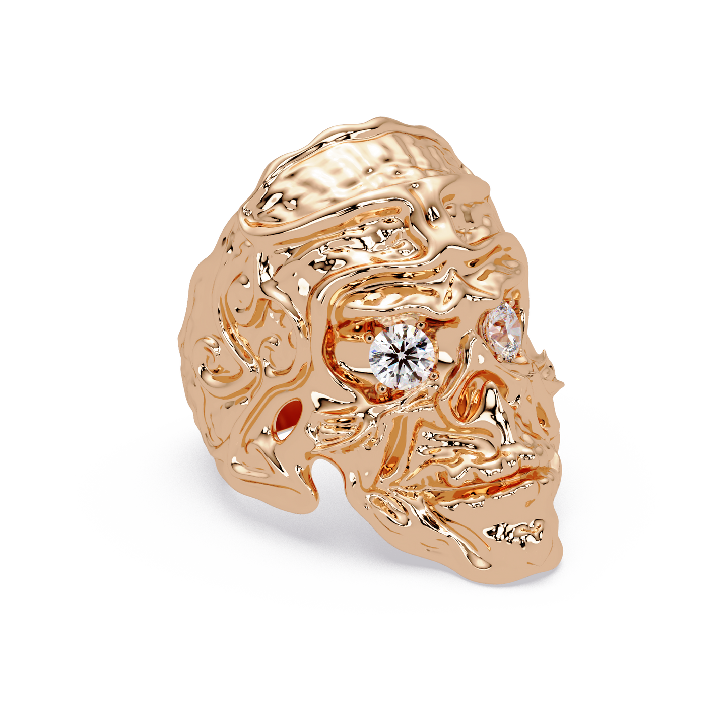 Skull Face Lab Grown Diamond Eye Statement Ring - HIGHCARAT DIAMONDS