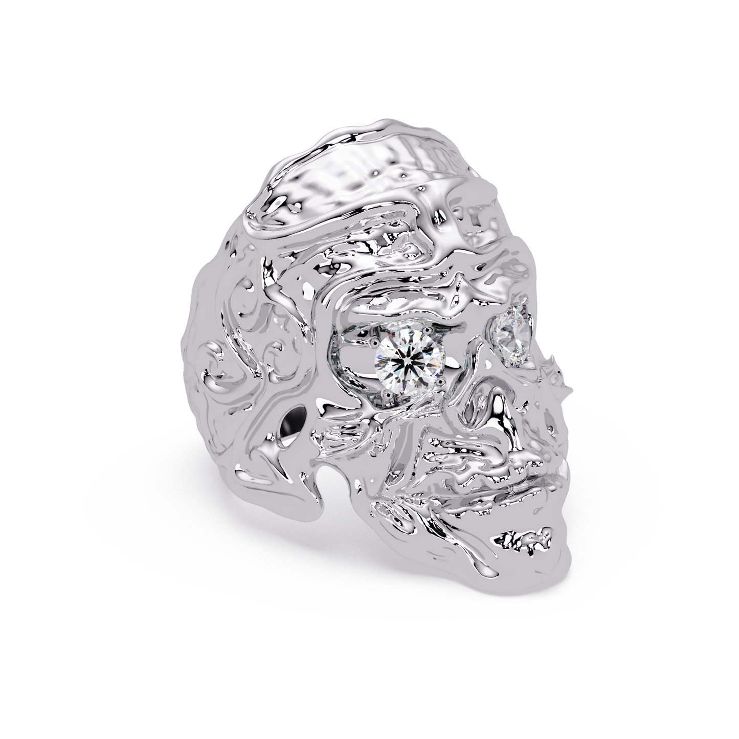 Skull Face Lab Grown Diamond Eye Statement Ring - HIGHCARAT DIAMONDS
