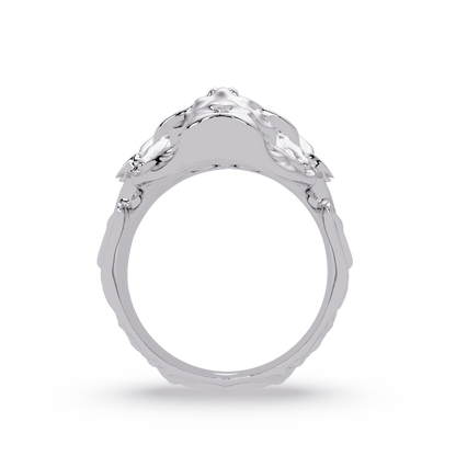 Skull Face Lab Grown Diamond Eye Statement Ring - HIGHCARAT DIAMONDS
