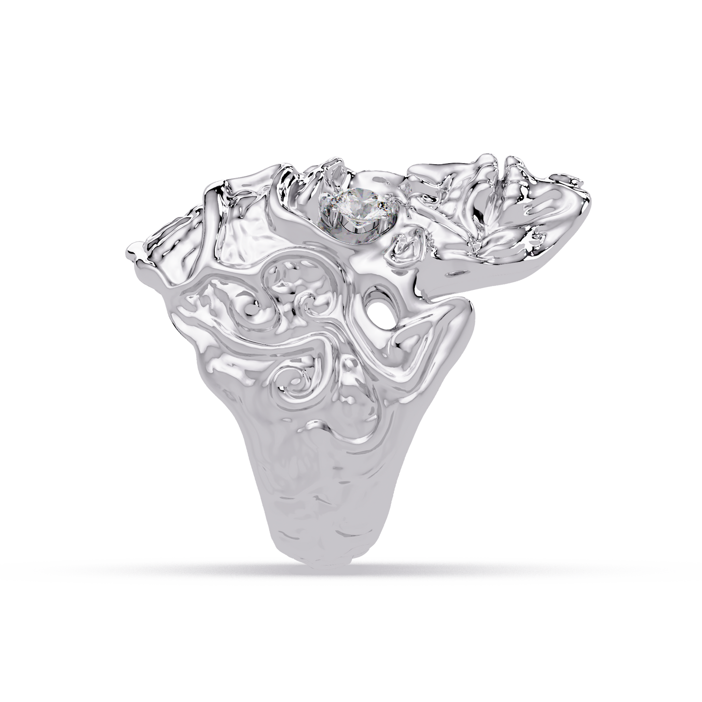 Skull Face Lab Grown Diamond Eye Statement Ring - HIGHCARAT DIAMONDS