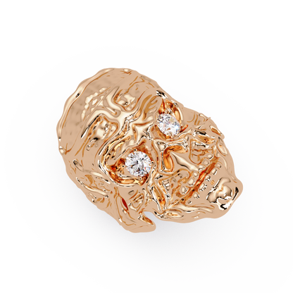 Skull Face Lab Grown Diamond Eye Statement Ring - HIGHCARAT DIAMONDS