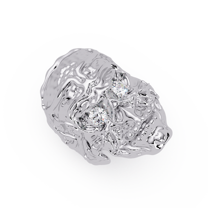 Skull Face Lab Grown Diamond Eye Statement Ring - HIGHCARAT DIAMONDS