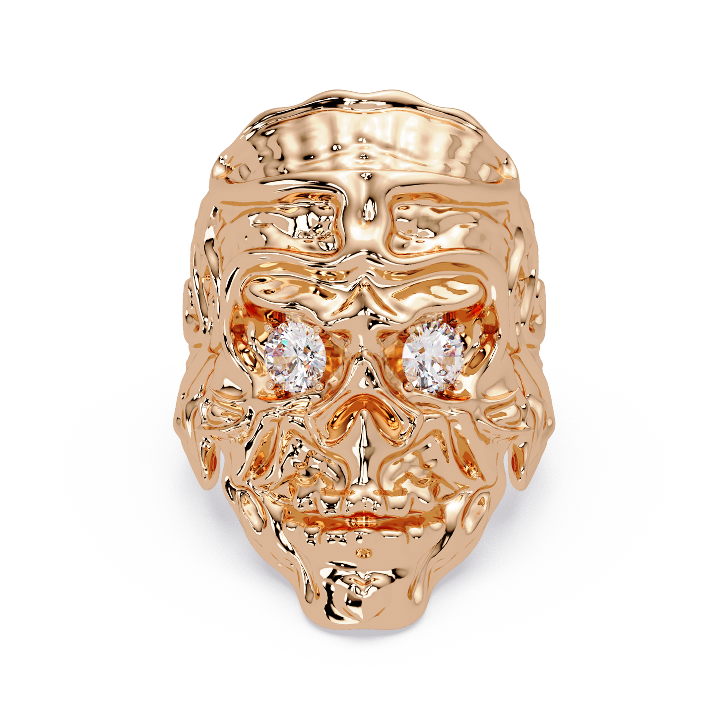 Skull Face Lab Grown Diamond Eye Statement Ring - HIGHCARAT DIAMONDS