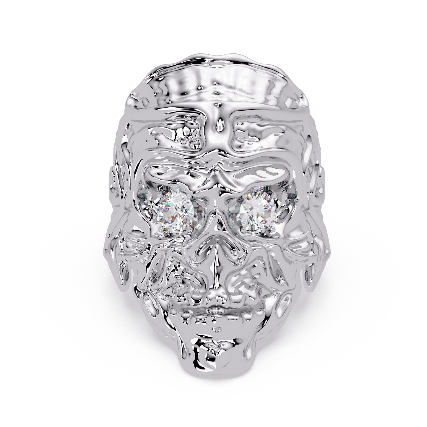 Skull Face Lab Grown Diamond Eye Statement Ring - HIGHCARAT DIAMONDS