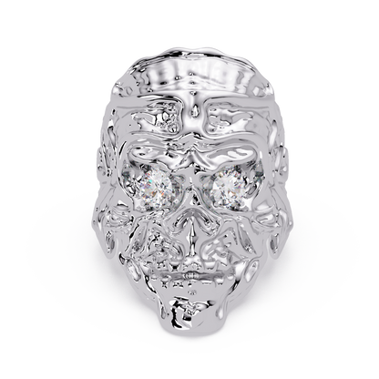 Skull Face Lab Grown Diamond Eye Statement Ring - HIGHCARAT DIAMONDS