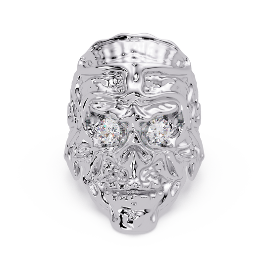 Skull Face Lab Grown Diamond Eye Statement Ring - HIGHCARAT DIAMONDS