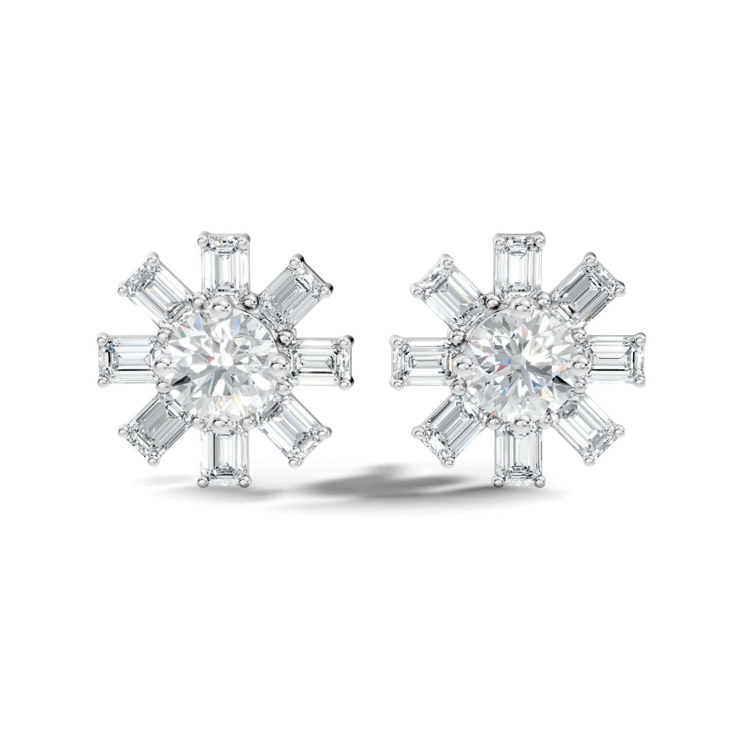 Emerald & Round Shape 10k Solid Gold Lab Grown Diamond Very Dazzling Vintage Diamond Earrings For Her - HIGHCARAT DIAMONDS