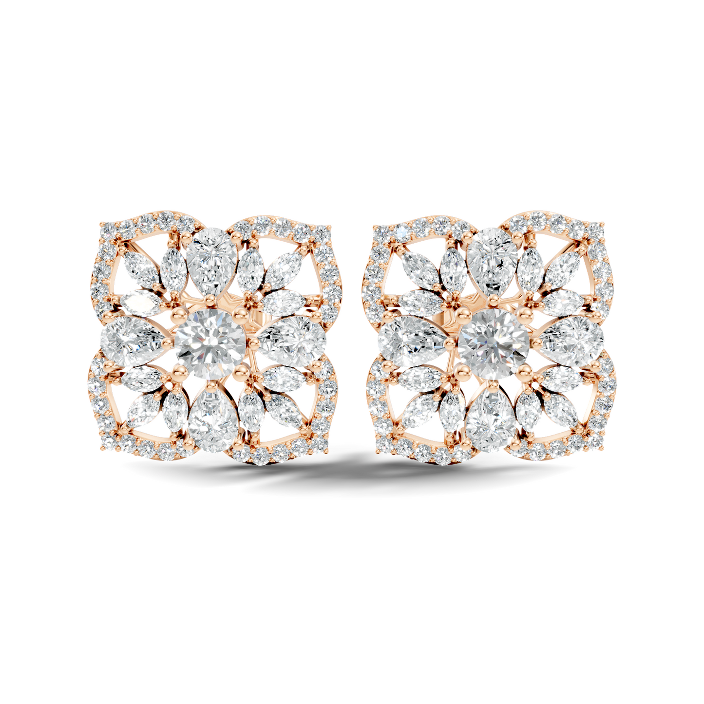 10k Solid Gold Pear, Round, Marquise Shape Lab grown Diamond Stunning Shinny Vintage Earring For Women - HIGHCARAT DIAMONDS