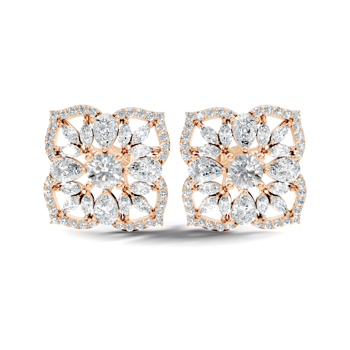 10k Solid Gold Pear, Round, Marquise Shape Lab grown Diamond Stunning Shinny Vintage Earring For Women - HIGHCARAT DIAMONDS