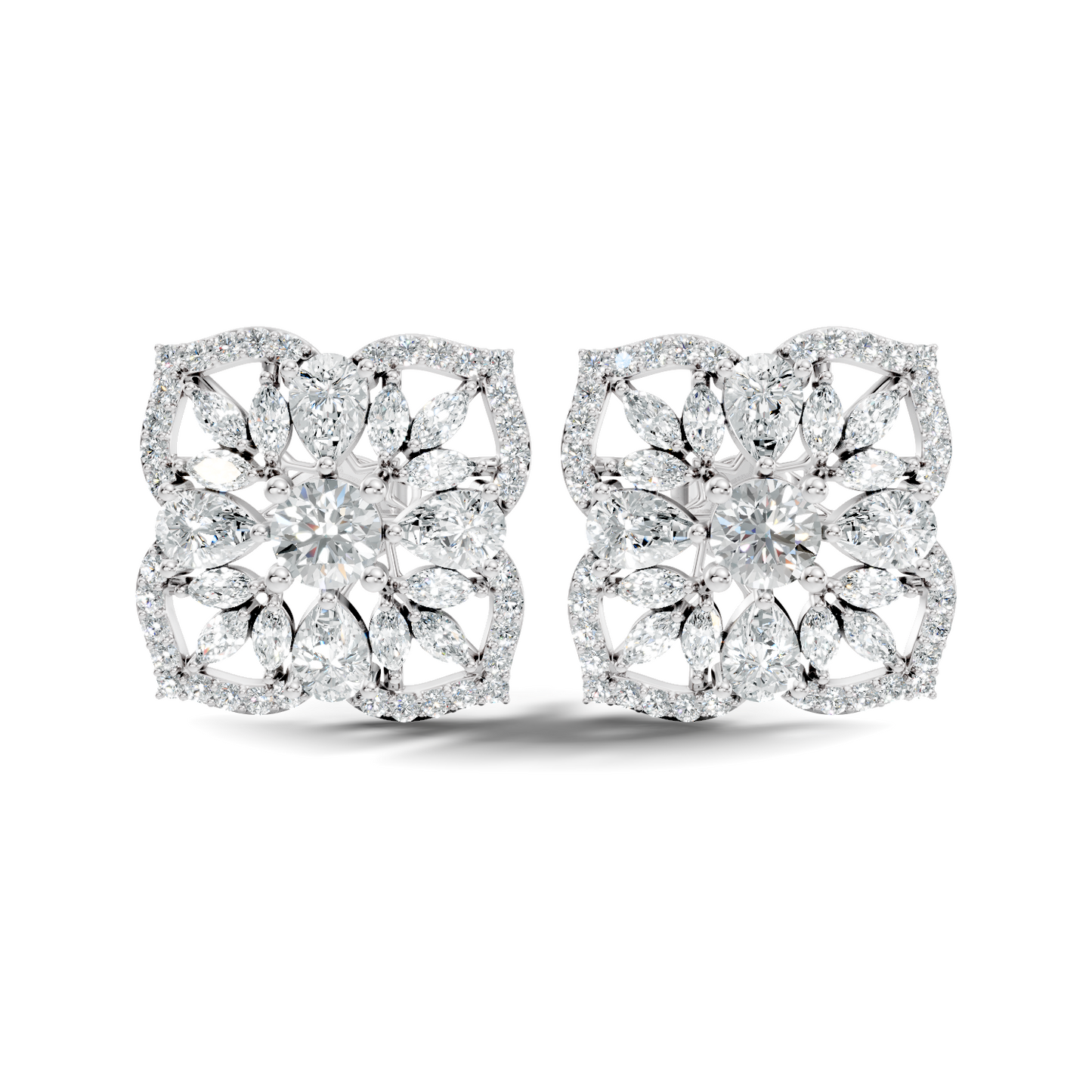 10k Solid Gold Pear, Round, Marquise Shape Lab grown Diamond Stunning Shinny Vintage Earring For Women - HIGHCARAT DIAMONDS