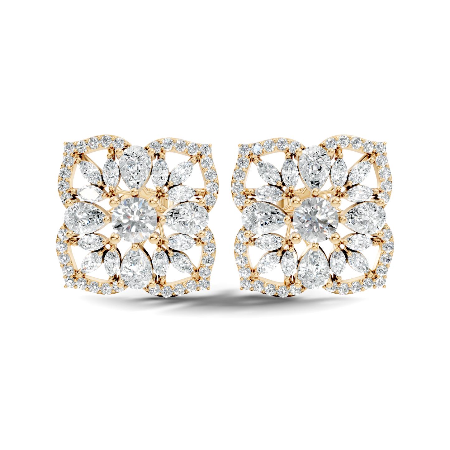 10k Solid Gold Pear, Round, Marquise Shape Lab grown Diamond Stunning Shinny Vintage Earring For Women - HIGHCARAT DIAMONDS