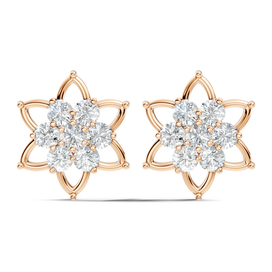 Unique Style Round Shape Natural & Lab Grown Diamond Sparkle Diamond Earrings - HIGHCARAT DIAMONDS
