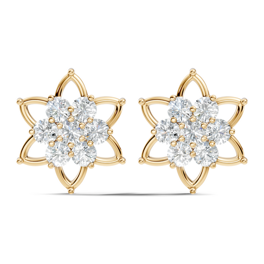 Unique Style Round Shape Natural & Lab Grown Diamond Sparkle Diamond Earrings - HIGHCARAT DIAMONDS