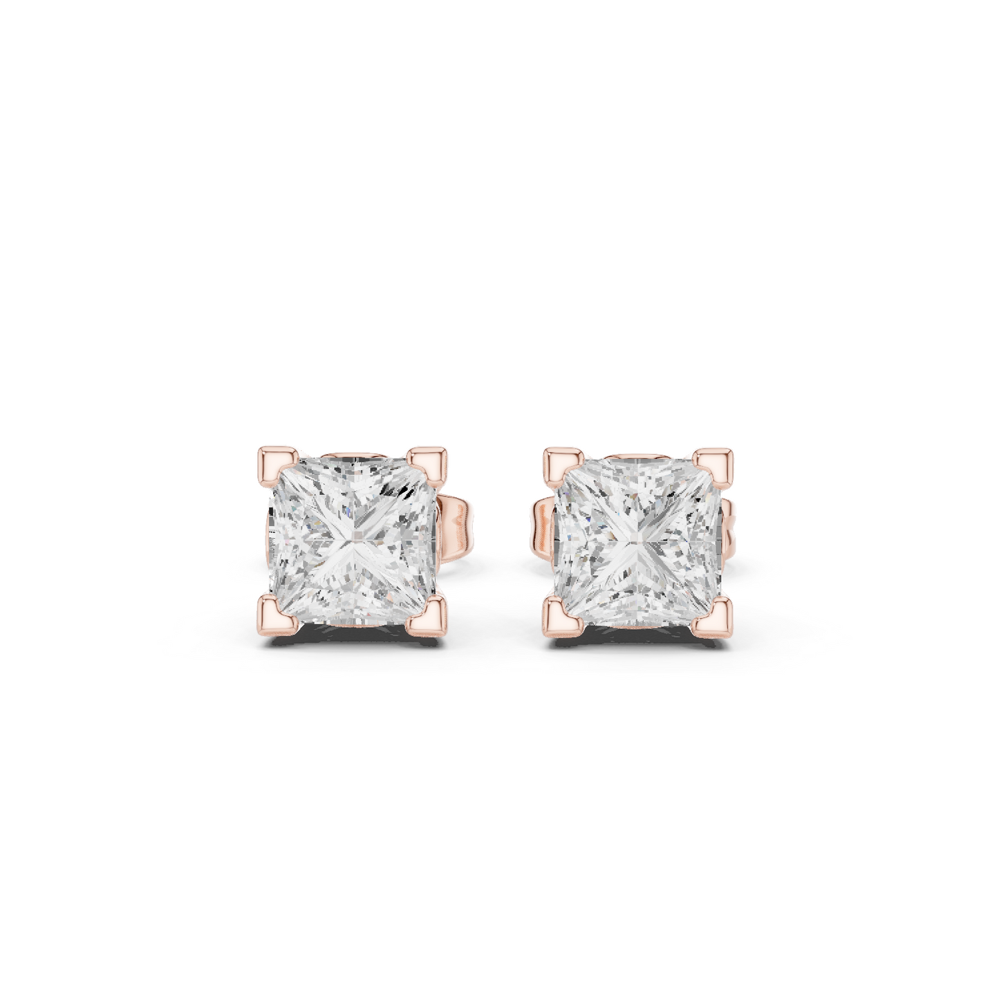 Solid white Gold Princess Cut Lab Grown Diamond Vintage Party Wear Occasionally Wear Diamond Earring For Her