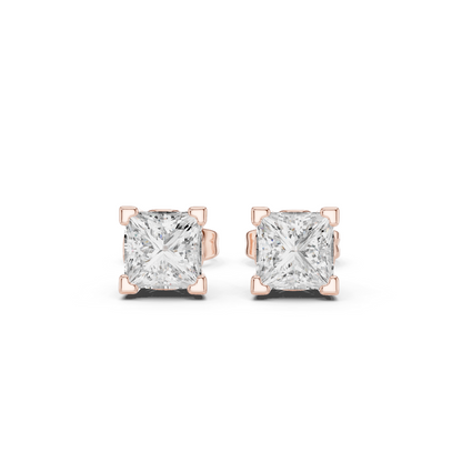 Solid white Gold Princess Cut Lab Grown Diamond Vintage Party Wear Occasionally Wear Diamond Earring For Her