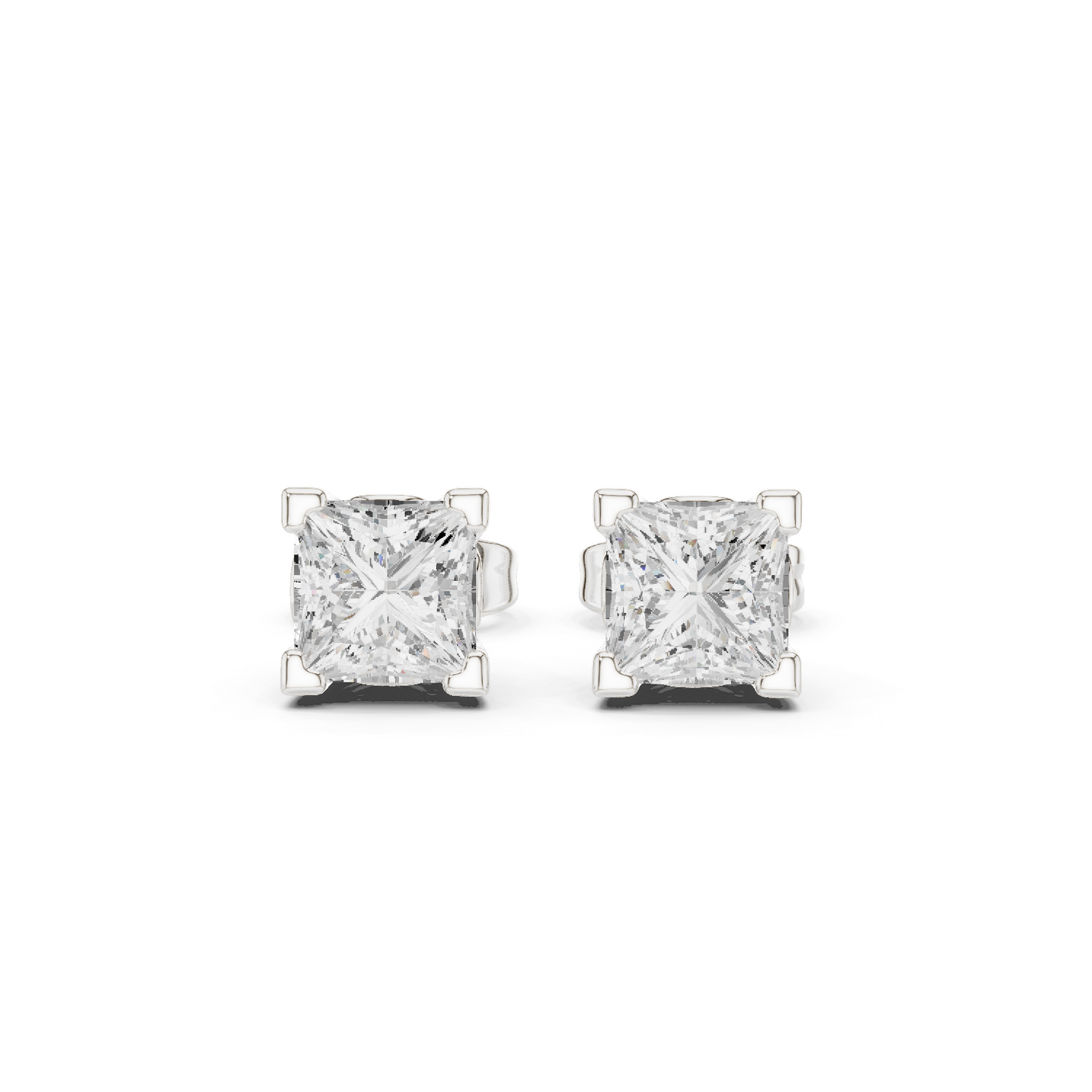 Solid white Gold Princess Cut Lab Grown Diamond Vintage Party Wear Occasionally Wear Diamond Earring For Her