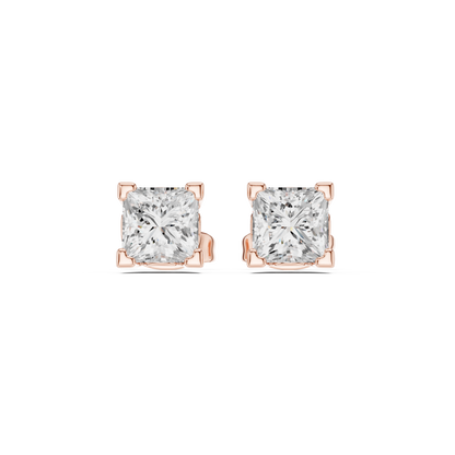 Solid white Gold Princess Cut Lab Grown Diamond Vintage Party Wear Occasionally Wear Diamond Earring For Her