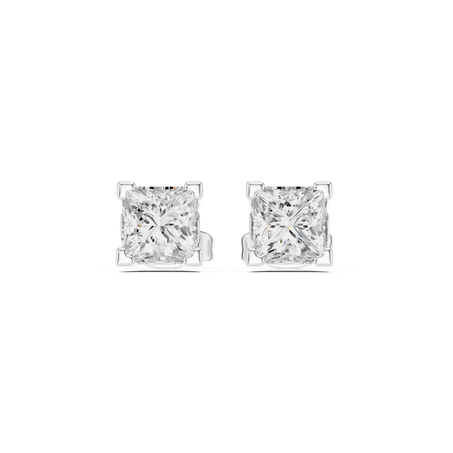 Solid white Gold Princess Cut Lab Grown Diamond Vintage Party Wear Occasionally Wear Diamond Earring For Her