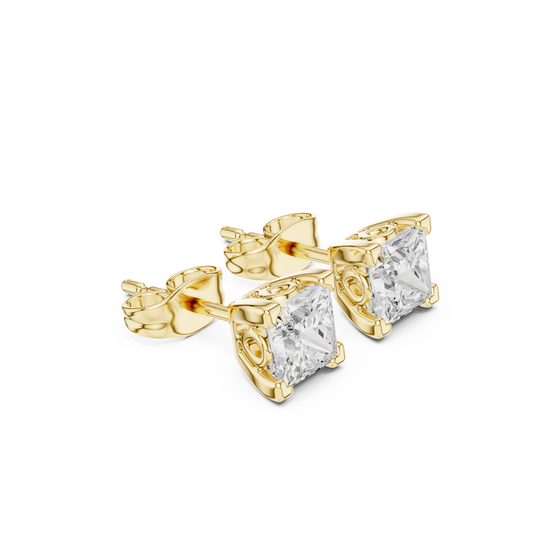 Solid white Gold Princess Cut Lab Grown Diamond Vintage Party Wear Occasionally Wear Diamond Earring For Her