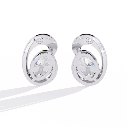 Solitaire 1.32Ct Oval Cut Lab Grown Diamond Antique Cluster Elegant Dainty Daily Wear Stud Earring Gift For Her - HIGHCARAT DIAMONDS
