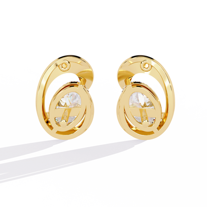 Solitaire 1.32Ct Oval Cut Lab Grown Diamond Antique Cluster Elegant Dainty Daily Wear Stud Earring Gift For Her - HIGHCARAT DIAMONDS