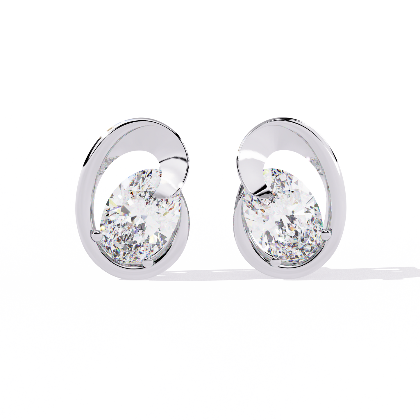 Solitaire 1.32Ct Oval Cut Lab Grown Diamond Antique Cluster Elegant Dainty Daily Wear Stud Earring Gift For Her - HIGHCARAT DIAMONDS