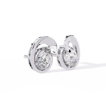 Solitaire 1.32Ct Oval Cut Lab Grown Diamond Antique Cluster Elegant Dainty Daily Wear Stud Earring Gift For Her - HIGHCARAT DIAMONDS