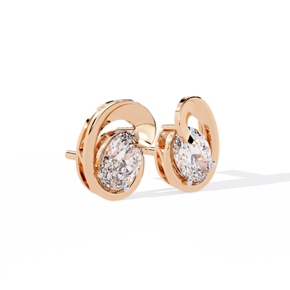 Solitaire 1.32Ct Oval Cut Lab Grown Diamond Antique Cluster Elegant Dainty Daily Wear Stud Earring Gift For Her - HIGHCARAT DIAMONDS