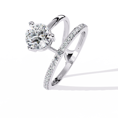 Solitaire 1.51Ct Round Cut Top Grade Lab Grown Diamond Classic Split Party Wear Ring For Women's
