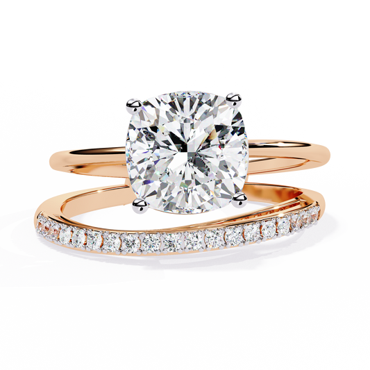 Solitaire 2.41Ct Cushion and Round Cut Diamond Elegant Channel Set Minimalist Classic Perfect Ring - HIGHCARAT DIAMONDS
